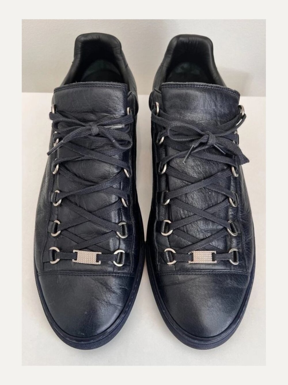 Balenciaga Arena Navy Blue Leather Low-Top Sneakers EU 45 US 12